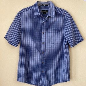 Eddie Bauer Blue Plaid Cotton Short Sleeve Shirt